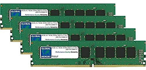 Kit di memoria RAM DDR4 da 64 GB (4 x 16 GB) 2400 MHz PC4-19200 288-PIN ECC DIMM (UDIMM) compatibile con server/workstation/schede madri (non per PC*)
