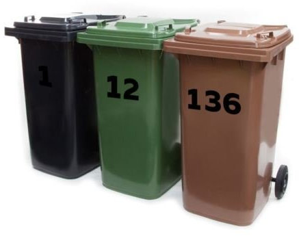 Displaypro 2x Wheelie Bin House Number Vinyl Stickers Dustbin Self Adhesive Graphic Decal (1, Black)