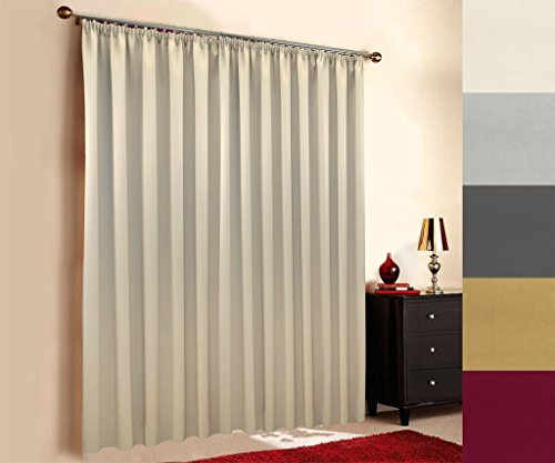 Sun World Verdunkelungsvorhang nach Maß, maßgeschneiderter Vorhang, Verdunkelungsgardine, XXL, Gardinen nach Maß, Überlänge und Überbreite, Übergardine, Kräuselband, Beige (230x145cm, HxB)