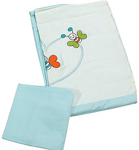 Anel Baby BettwäscheSchmetterling, weiß-türkis-hellblau, Passend fürs Kinderbett