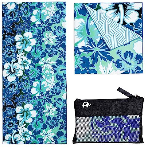 Elite Trend Mikrofaser-Strandtuch für Erwachsene mit Tasche, extra groß, 198,1 x 88,9 cm, leicht, sandfrei, schnell trocknend, Handtuch für Reisen, Schwimmen, Yoga, Camping (Hibiskus)