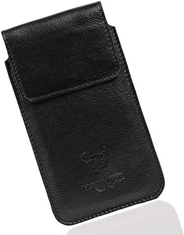 MATADOR Echt Leder Gürteltasche Vertikal Tasche kompatibel mit Apple iPhone 16 Pro/ 16/16 E/ 15 Pro/ 15/14 Pro/ 14/13 Pro/ 13/12 Pro/ 12/11/ XR Magnetverschluss Rindsleder Horizontal Schwarz