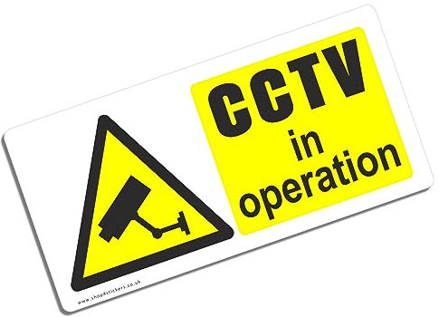 1 x Sticker CCTV in Operation Sign Warning Security Label Camera System Safety Home Business Office Door 101x50mm FC4