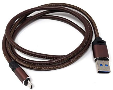 System-S Micro USB zu USB A 3.0 Kabel 100 cm Lederoptik in Braun