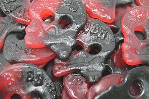 Totenkopf Fruchtgummi mit Himbeergeschmack und Lakritz 1000g