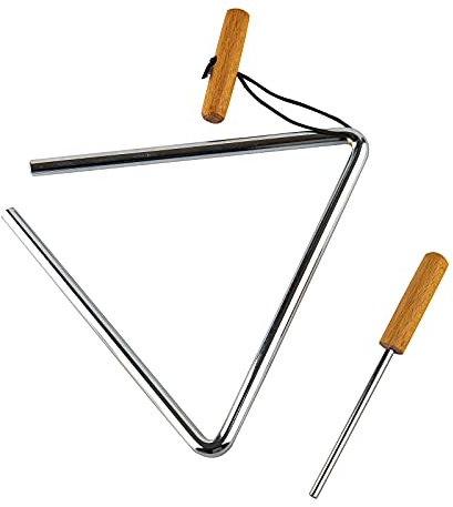 Musfunny Triangle Hand Percussion with Striker, Rhythm Steel Triangles Musical Instrument (8 inch)