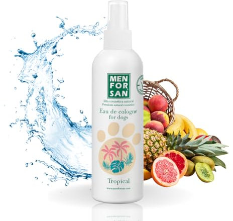 MENFORSAN Eau de Toilette Tropical pour Chiens 125ml, Effet déodorant, Parfum Doux et Durable