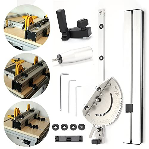 450 mm Gehrungsanschlag für Winkelanschlag Tisch Kreissäge Oberfräse Oberfräse Säge Montagelineal Präzisions-Holzbearbeitungswerkzeug (Gehrungslehre + Umhängeband + verstellbarer Flip Stop)