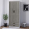 URBNLIVING Tall 2 Door Bedroom Wardrobe With 2 Drawers (White Carcass + Ash Grey)