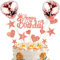 Decoration Gateau Anniversaire Cake Topper Happy Birthday Joyeux Anniversaire Decoration,or rose