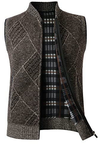 Btmpmcs Gilet da Uomo Lavorato a Maglia Senza Maniche Canotta Invernale Caldo Cardigan Foderata in Pile All'aperto Smanicato Pullover Maglione con Cerniera Intera