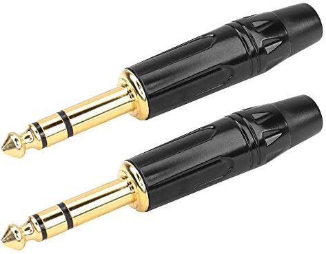 PNGKNYOCN Fiches stéréo 1/4, 6,35 mm, connecteur audio TRS plaqué or pour remplacer la prise usée sur le câble (lot de 2)