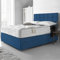 DBZ BEDS Reinforced Double Bed Set 4 FT 6 with 2000 Series Mattress - Blue Plush Velvet Divan Beds Set with Various Storage Options – 26 Inch Headboard with Chrome Glider Feet (Double)