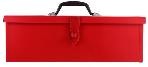 YARNOW Caja De Herramientas Metálica De 1 Capa con Cerradura Caja De Acero Ligera Y Resistente para Almacenamiento Seguro En Taller O Hogar Portátil Y De Gran Capacidad