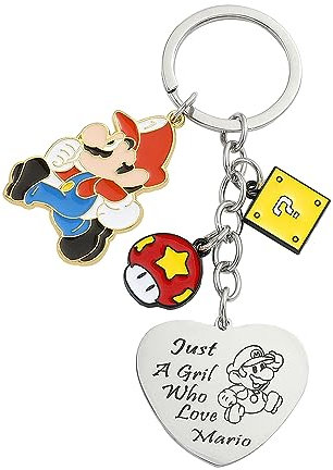 SCOOVY Mario Gifts Niedliche Schlüsselanhänger LOVE Freundschaft Geschenk Schlüsselanhänger Geschenk für Männer und Frauen Stich Stuff Schlüsselbund für Personalisierte |Herz Edelstahl keychain