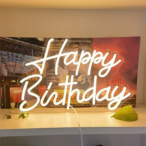 Happy Birthday Targa al neon Banner LED dimmerabile luce notturna per camera da letto, dormitorio, decorazione da parete, lampada al neon Happy Birthday, lampada decorativa per club, Natale