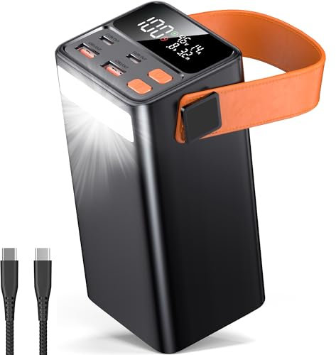 79800mAh Laptop Power Bank Fast Charging:2 100W Type C & 2 30W USB C Ports Battery Pack Portable Powerbank with SOS Flashlight Compatible with MacBook iPhone Samsung for Outdoors Camping Travel