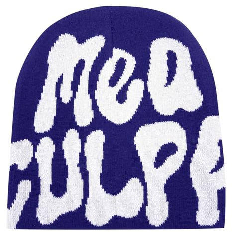 Y2k Beanie Mütze Herren Damen Teenager Y2k Cap Winter Knit Skater Beanie Mütze Hip Hop Strickmützen Baumwolle Spider MEA Culpa Printed Y2k Beanie Cap Hat Pink Harajuku Fashion