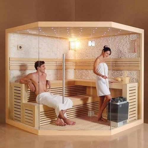 Bagno Italia Sauna Finlandese 200x200 cm 4-5 posti con luci led radio bluetooth pareti in vetro