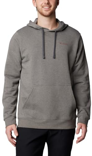 Columbia Men's Trek Graphic Hoodie, Charcoal Heather/Button Badge, S