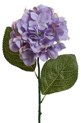 Decoris Kunstblumen Hortensie mit Stiel 66cm - Dekoblumen & Seidenblumen - künstliche Blumen für Blumendeko Tischdeko Hochzeitsdeko Kunstblumengesteck - Lila