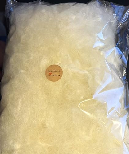 Kissenfüllung - Merinowolle Premium 100g - Füllwatte aus 100% Merinowolle, Natur, gewaschen, handgekämmt, flauschig