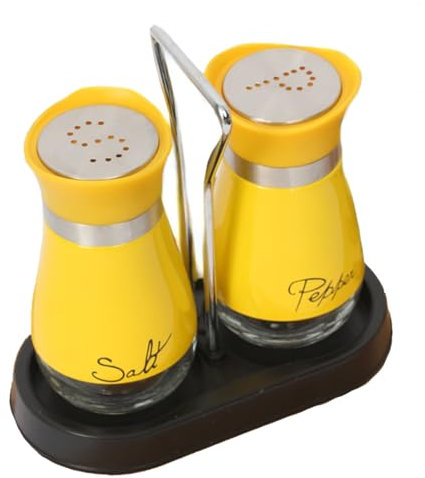 GJIE Pack of 2 Salt and Pepper Pots Salt and Pepper Shaker Salt and Pepper Set Salt Shaker Salt Pot Kitchen Accessories (Yellow)