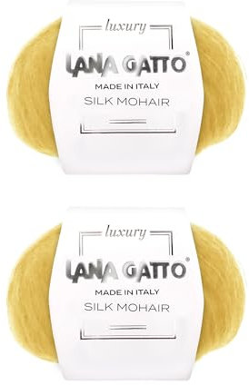 Mohair Seidengarne für das Stricken, Lana Gatto Luxury Silk Mohair Line, 50 gr., 424 mt, (Gelb - 14531, 2)