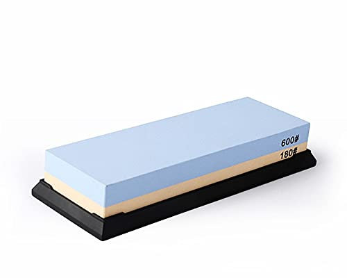 ISCBAFYX 180/600 Grit Whetstone Double Side Combination Sharpening Stone Japanese Knife Sharpener Stone with Non-slip Base Repair and Fine Honing Blade for Knife, Scissors, Razor, Chisel, Axe