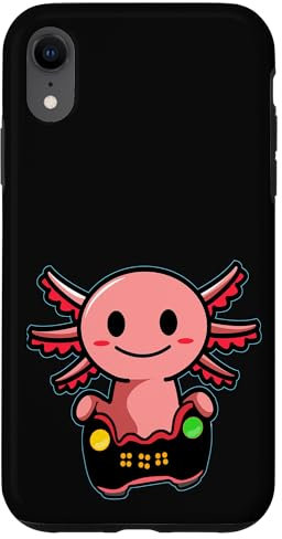 Hülle für iPhone XR Axolotl Holding Gamepad Controller Mädchen Jungen Gamer Axolotl
