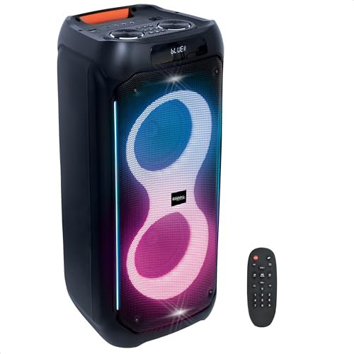 Ibiza - COLUMBA800 - Potente altoparlante 2x8/20cm a batteria ricaricabile - Bluetooth, Micro-SD, USB, Aux, 2 MIC IN, 1 GT IN, RCA OUT - TWS - LED infinito multicolore - Impugnatura