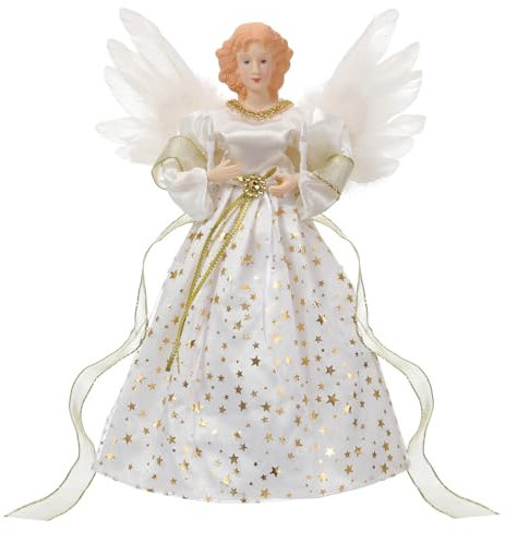 Lewondr Christbaumspitze Engel, 12 Zoll Glitzernd Weihnachtsdeko Weihnachten Baumspitze mit 8 Modi, USB-betrieben Fernbedienung Tannenbaum Spitze für Weihnachtsbaum Weihnachten Party Innen, Goldene
