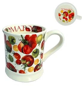 LINDACA 12oz Tomato Ceramic Coffee Mug Milk Cup Latte Mug/ 340ML Office Daily Tea Cup with Handle(Cream White, Tomato)