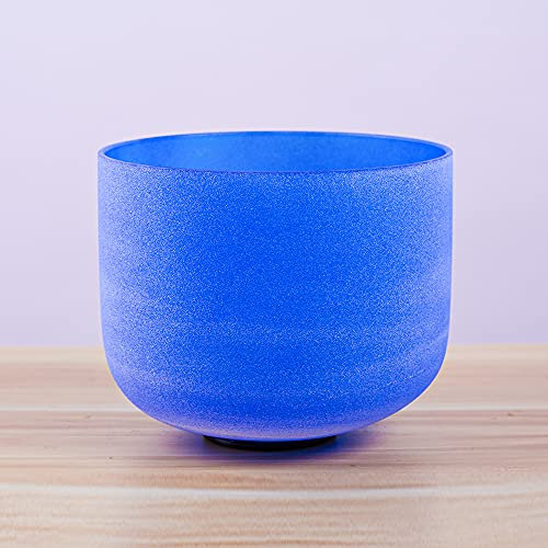 Frosted Blue Color 432Hz G Throat Chakra Quartz Crystal Singing Bowl for Meditation, Yoga and Relaxation 8 inch