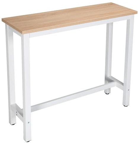 SOYDAN Bartisch, Rechteckige Theke Bar Höhe Pub Tisch, Robustes Metallgestell, Industriedesign, Esstisch für Enge Räume, Wohnzimmer