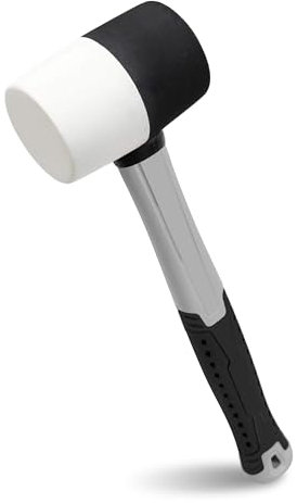 Rubber Mallet Hammer 24oz/680g Rubber Mallet Fiberglass Ergonomic Non-Slip Handle for Slabs Bricklaying DIY Tent Pegs Camping Paving Racking Laying Tiles Construction
