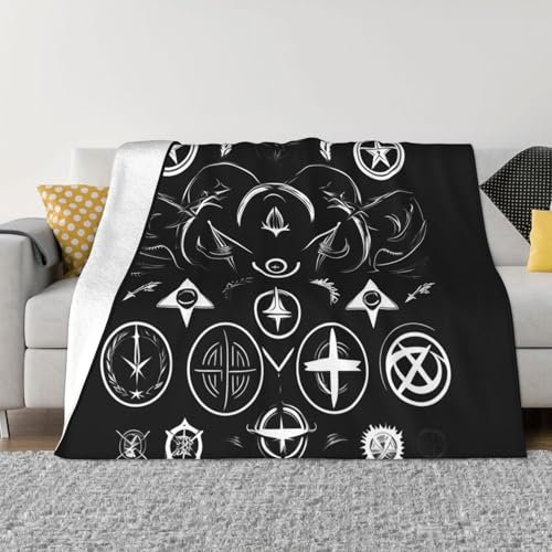 YHBLYKXP Supernatural Symbols ultraweiche Micro-Fleece-Decke, passend für Schlafzimmer, Sofas und Wohnzimmer, Schwarz