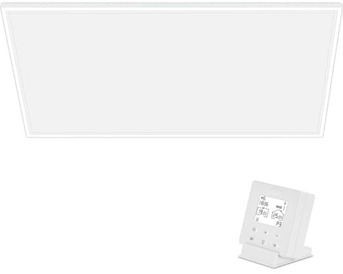 Infrarotheizung Deckenmontage 800 watt mit Thermostat, LED Beleuchtung-Licht mit 3 Farbtemperaturen und einstellbarer Helligkeit, Infrarotheizpaneel, deckenheizung, Überhitzungsschutz