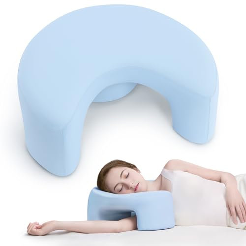 AM AEROMAX Seitliches Schlafkissen mit Armlöchern, ergonomisches Memory-Foam-Kissen für Hals-, Nacken-, Schulter- und Rotatorenmanschette, Schmerzlinderung, ideal für Seitenschläfer, Blau