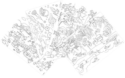 Dinnergut | 4x12 Papier-Tischsets mit Kids Fun Motiv | 48 Stück DIN A3 | Premium Papier | Tischunterlage zum bemalen | Ausmalen, Spielen, Kinder | Einweg Platzset für Tischdeko