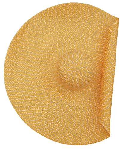 Zkydhbd Chapeau haut de gamme vide à bord surdimensionné en paille pour la Saint-Valentin pour petite amie, Rayures jaunes et blanches, 41