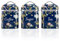 VQ Laura Ashley Tea Coffee and Sugar Canisters Set of 3 Stainless Steel Tea Sugar and Coffee Containers Set with Removable Lids - Printed Storage Jars & Kitchen Canisters - Elveden Navy