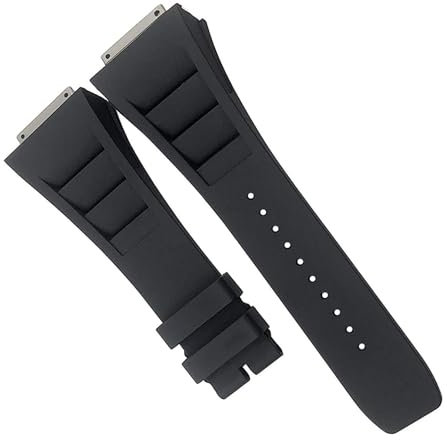 kongsou 19 mm Gummiarmband mit Metallschnittstelle für Richard Mille RM035 011 055 030 Uhrenarmband. Ersatzzubehör(Preto)