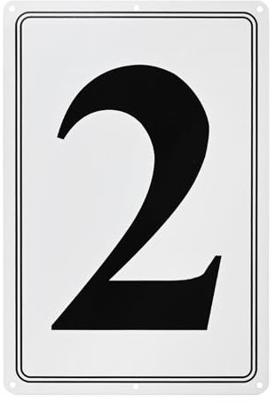 M METERXITY Aluminum Number Sign 2, 11.8 Inch House Numbers and Metal Letters, Parking Spot Letter Signs, Metal Letter Wall Decor for Garden/Door/Mailbox [Black Text On White]