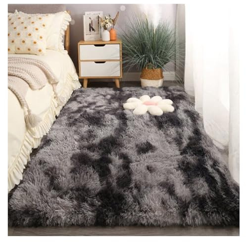 GOUSANG Shaggy Teppich 270 x 280 cm Flauschige Langflor Teppiche Schlafzimmer Kinderzimmer Weich Lammfellimitat Teppich für Wohnzimmer Schlafzimmer Kinderzimmer, Dunkelgrau