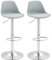 HOMCOM Barhocker 2er Set, Gepolstert Barstuhl mit Stahlgestell, Lehne, Höhenverstellbar Küchenstühle mit Fußstütze 360° Drehbar Tresenhocker für Küche, Wohnzimmer, Esszimmer, Kunstleder Grau