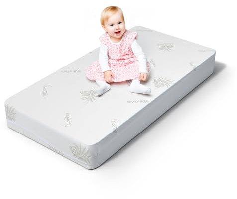 MUUN – Kindermatratze 70 x 140 cm, Höhe 16 cm, Baby Matratze Kinderbett mit Aloe Vera, atmungsaktiv und Anti-Erstickung, geeignet für Standard-Babybett, Nicht Abnehmbarer Bezug, Modell BEBÈ