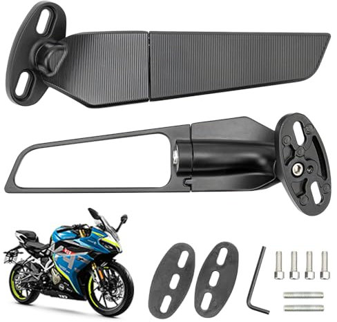 innislink 2 Stück Motorrad Spiegel, Motorrad Rückspiegel 360° Drehbar, Einstellbare Drehbare Rückspiegel Universal, Flügelspiegel Ersatz Außenspiegel Kompatibal mit Ninja 300 400 650