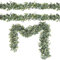 CLIUNT 2 Stück Eukalyptus Girlande, 180cm Girlande Eukalyptus Deko, Künstliche Pflanze Girlande, mit Weidenblättern Grüne Blätter Weiße Blume, Eukalyptusranke für Hintergrund, Hochzeit Bogen