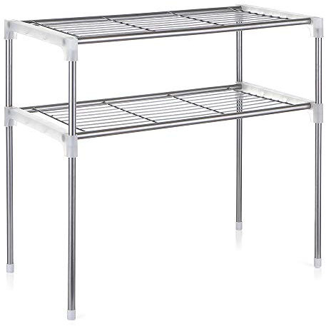 TOPINCN Étagère de Rangement de Comptoir, Ustensiles de Cuisine Ustensiles de Table de Rangement de Stockage à Ondes avec Conception de Couches de Grille, Utilisation (2 Niveaux)